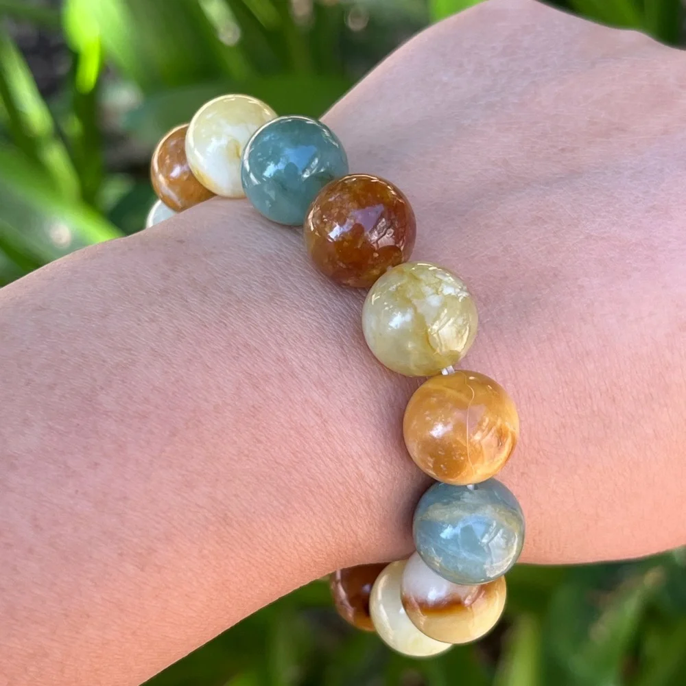 14mm stretchable multicolor Xiuyu jade bracelet‎ 1568